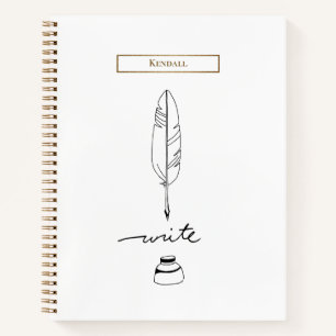 Personalised Feather Quill Custom Writing  Notebook