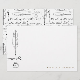 Personalised Feather Quill ink Handwritten Write Stationery