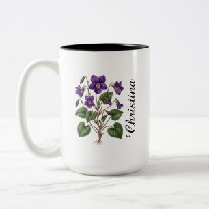 Personalised February Violet Birth Month Flower  Two-Tone Coffee Mug