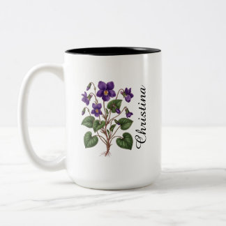 Personalised February Violet Birth Month Flower Two-Tone Coffee Mug