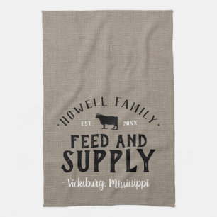 Personalised Feed Supply Grain Sack Tea Towel