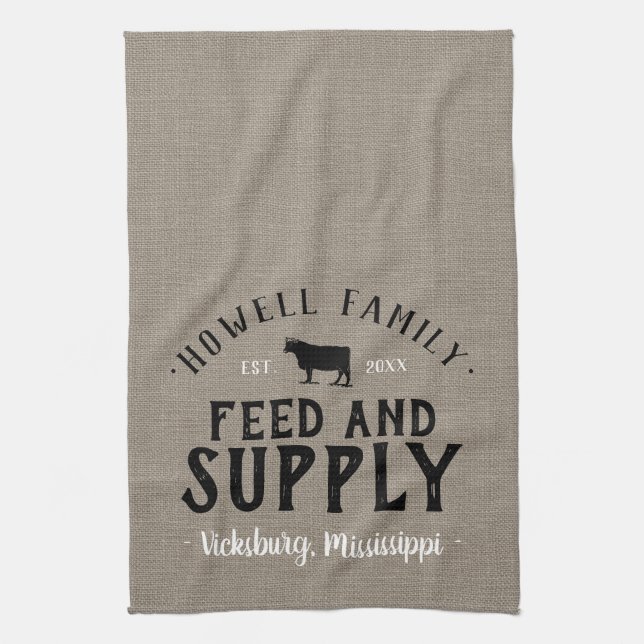 Personalised Feed Supply Grain Sack Tea Towel (Vertical)