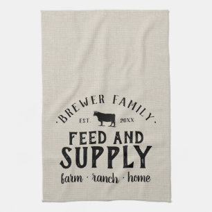 Personalised Feed Supply Grain Sack Tea Towel