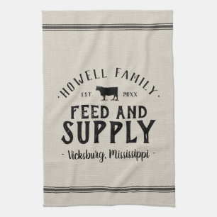 Personalised Feed Supply Grain Sack Tea Towel