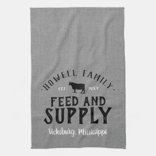 Personalised Feed Supply Grain Sack Tea Towel