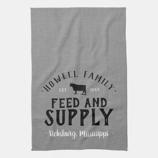 Personalised Feed Supply Grain Sack Tea Towel (Vertical)