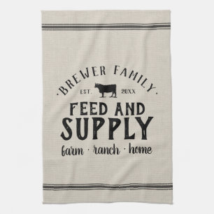 Personalised Feed Supply Grain Sack Tea Towel