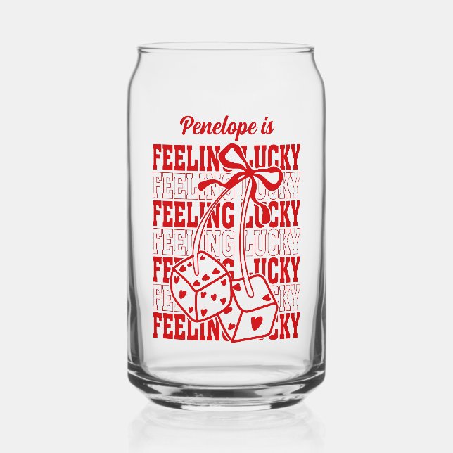 Personalised Feeling Lucky Bachelorette Favour Can Glass (Front)