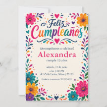 Personalised Feliz Cumpleaños Spanish Floral Fiest