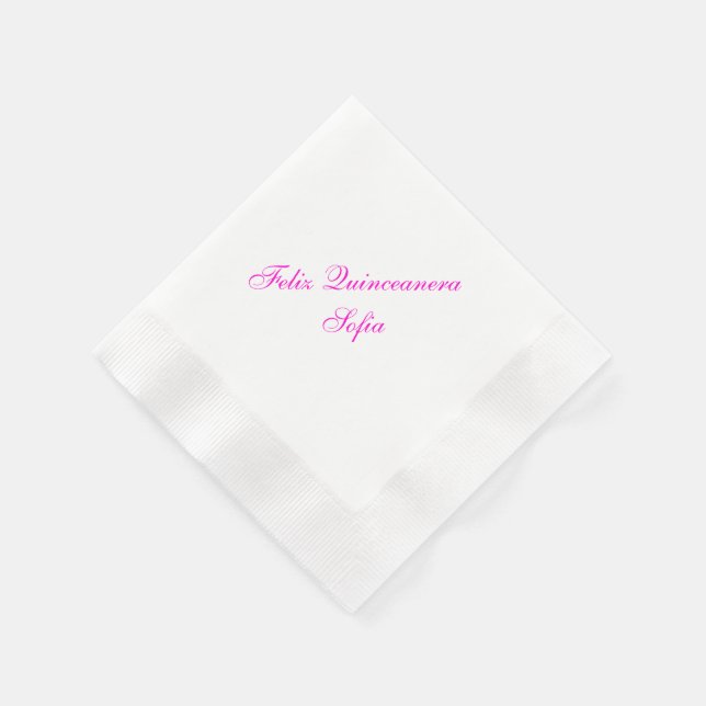 Personalised Feliz Quinceanera Paper Napkins (Corner)