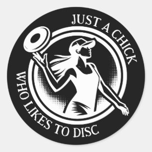 Personalised female Disc Golf  Classic Round Sticker