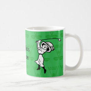 Personalised female golf cartoon golfer coffee mug