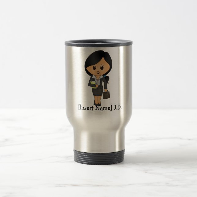 Personalised Female Lawyer - Black hair Travel Mug (Center)