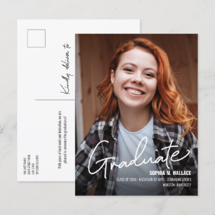 Personalised Female University Graduate Photo  Announcement Postcard