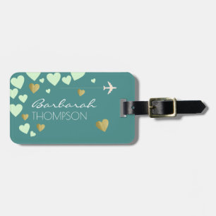 personalised feminine & elegant blue love luggage tag
