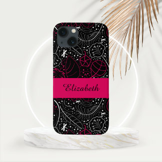 Personalised Feminine Feathers and Flowers iPhone 13 Case