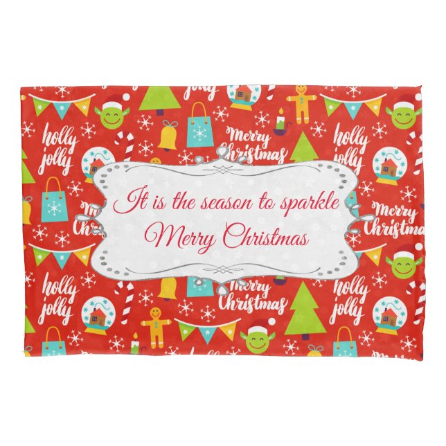 Personalised Festive Christmas Pattern Pillow Case (Front)