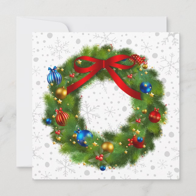 Personalised Festive Christmas Wreath  Holiday Card (Front)