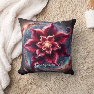 Personalised Festive Floral Poinsettia Galaxy Cushion