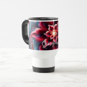 Personalised Festive Floral Poinsettia Galaxy Travel Mug