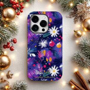 Personalised Festive Flowers and Ornaments Case-Mate iPhone 14 Pro Case
