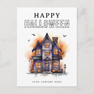 Personalised Festive Halloween House Real Estate Holiday Postcard