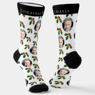 Personalised Festive Holly Berry Holiday Socks