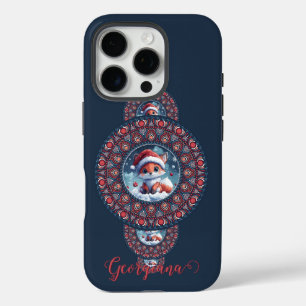 Personalised Festive Kawaii Fox Ornamental Mandala iPhone 16 Pro Case