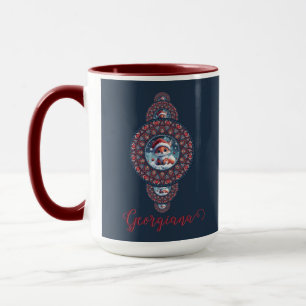 Personalised Festive Kawaii Fox Ornamental Mandala Mug