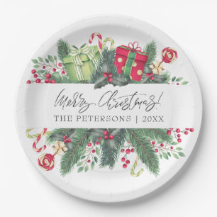 Personalised Festive Merry Christmas Decorative Paper Plate