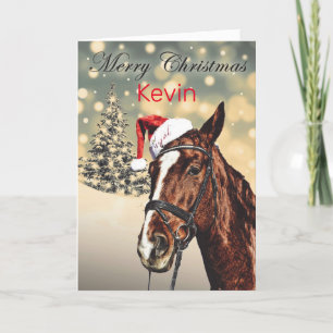 Personalised Festive Merry Christmas Horse Card