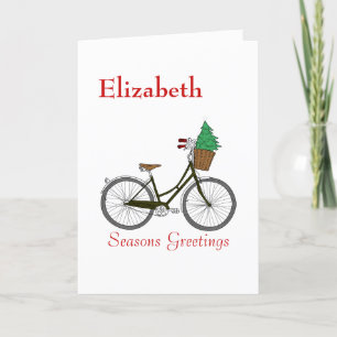 Personalised Festive Seasons Greetings Fun Bicycle Holiday Card