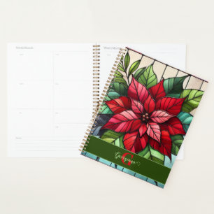 Personalised Festive Stained Glass Poinsettia Planner
