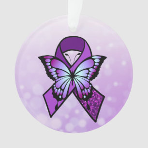 Personalised Fibromyalgia Ribbon and Butterfly Ornament