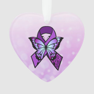 Personalised Fibromyalgia Ribbon and Butterfly Ornament