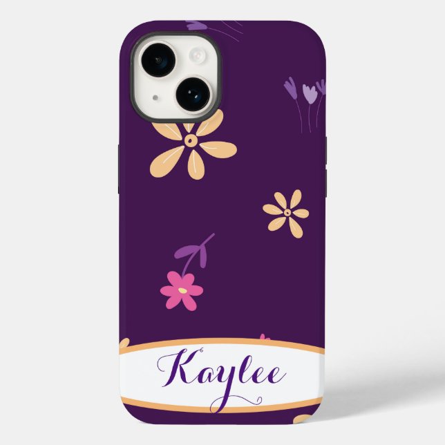 Personalised Field Flowers Purple Phone Case (Back)