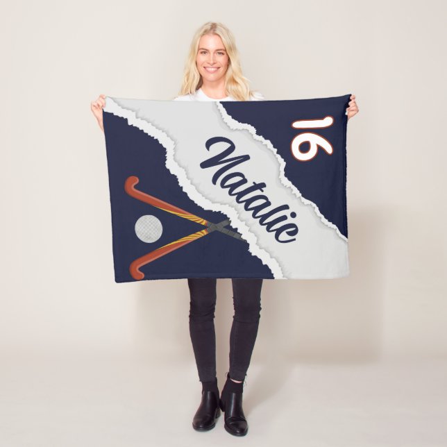 Personalised Field Hockey Blanket, Custom Name  Fleece Blanket (In Situ)
