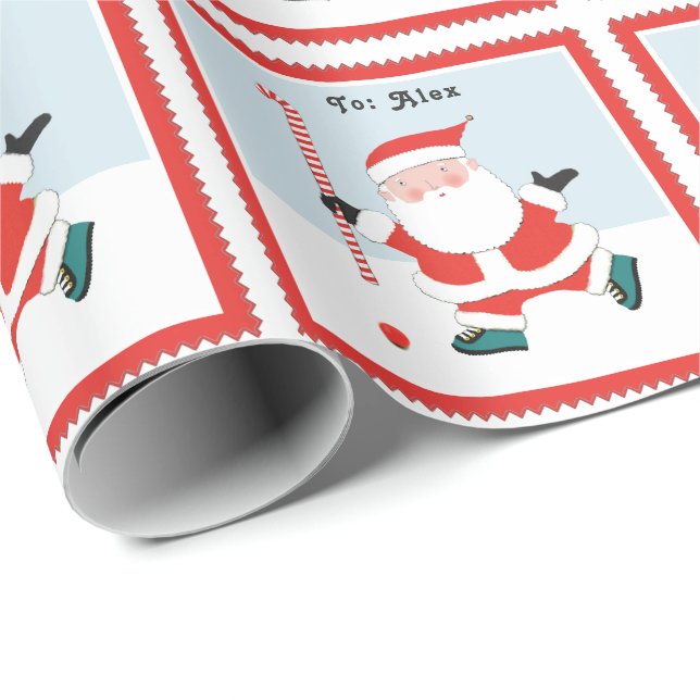 Personalised Field Hockey Christmas Gift Wrapping Paper (Roll Corner)