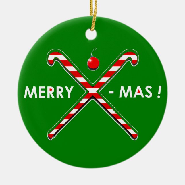 Personalised Field Hockey Gifts Ceramic Tree Decoration (Front)