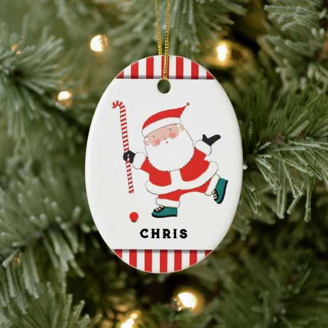 Personalised Field Hockey Keepsake Ceramic Tree Decoration (Tree)