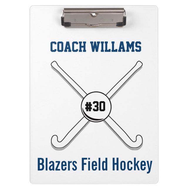Personalised Field Hockey Team Name Jersey Number Clipboard (Front)