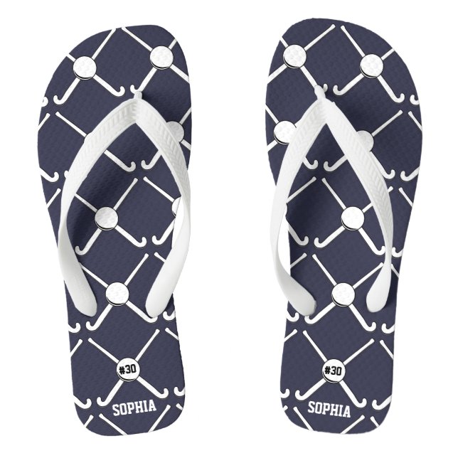 Personalised Field Hockey Team Name Jersey Number Flip Flops (Footbed)