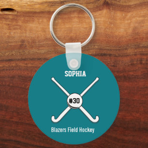 Personalised Field Hockey Team Name Jersey Number Key Ring