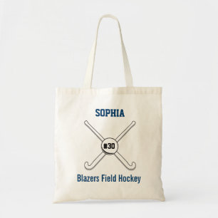 Personalised Field Hockey Team Name Jersey Number Tote Bag