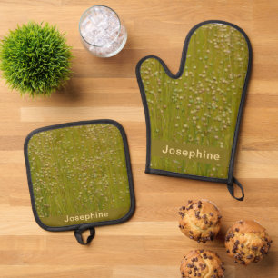 Personalised Field of Flowers Oven Mitt & Pot Holder Set