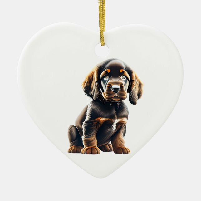 Personalised  Field Spaniel Puppy Ceramic Tree Decoration (Front)
