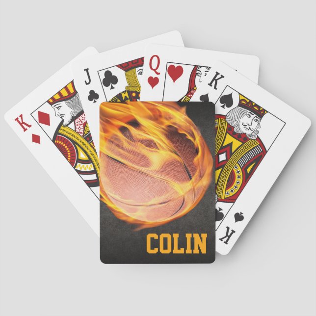 Personalised Fiery Basketball Playing Cards (Back)