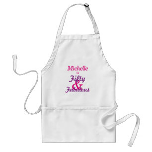 Personalised Fifty and Fabulous Purple And Pink Standard Apron