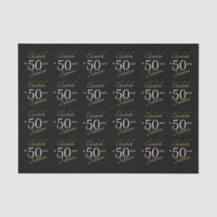 Personalised Fifty Fabulous Black Gold 50th Tissue Paper