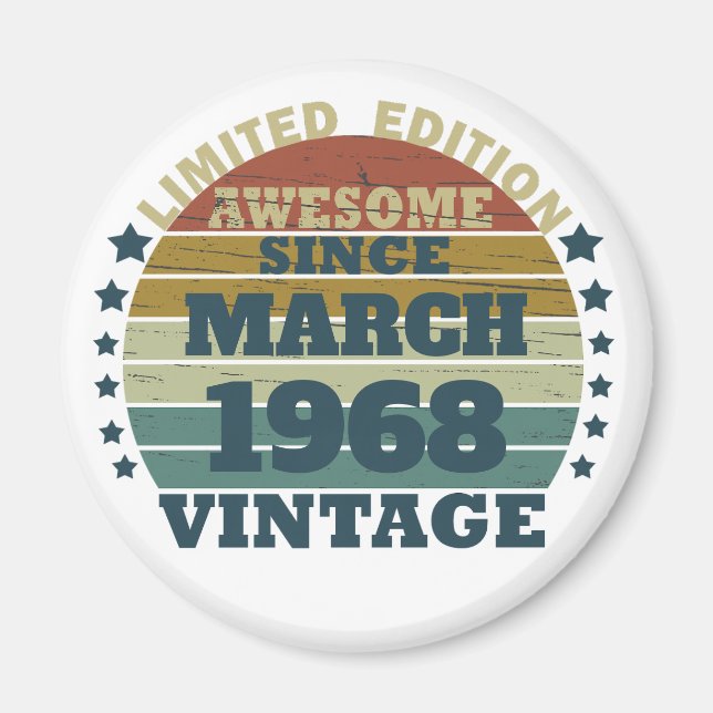 Personalised fifty five vintage 55th birthday magnet (Front)